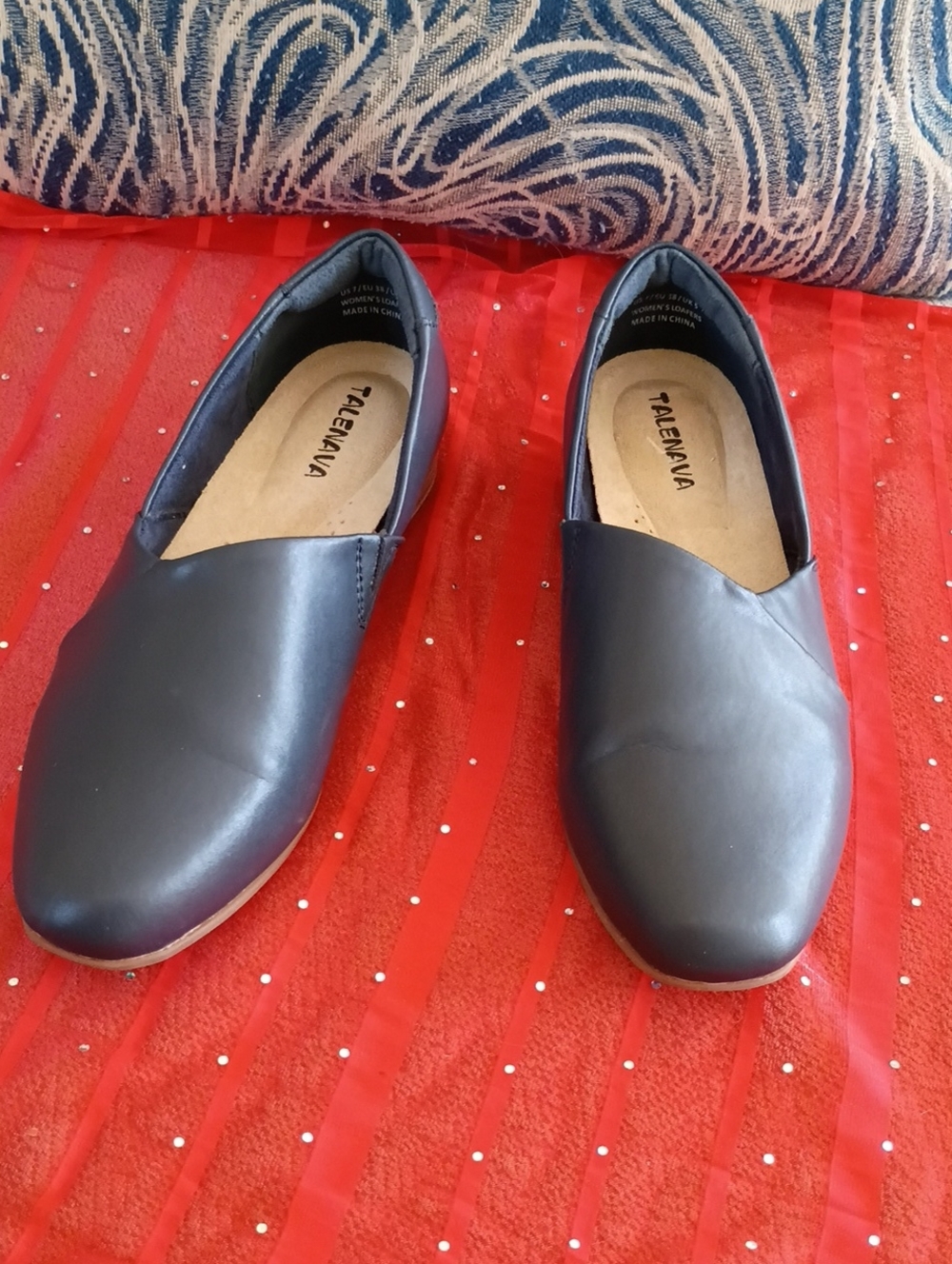 Blue Slip-On Women's Loafers — Comfortable Flats